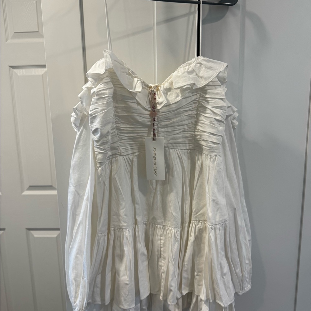 LoveShackFancy White Ruffled Mini Dress - Picture 2 of 5